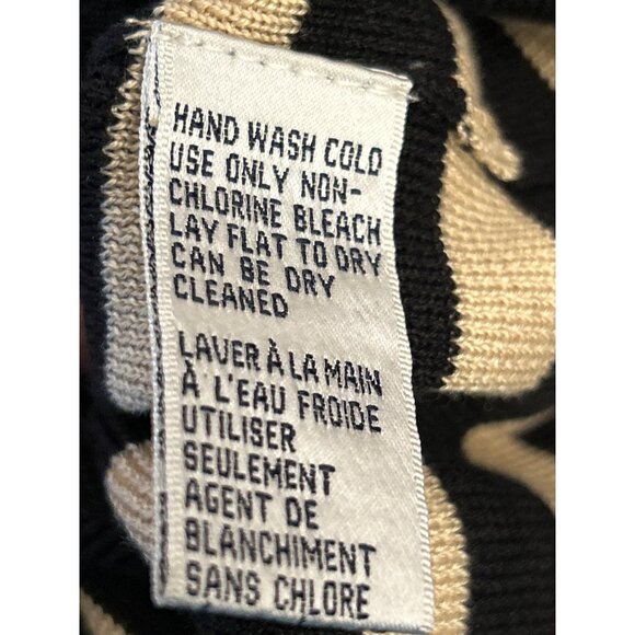 Vintage 90s Rena Rowan Silk Blend Cardigan Black Striped Nautical Preppy Small - Picture 4 of 4